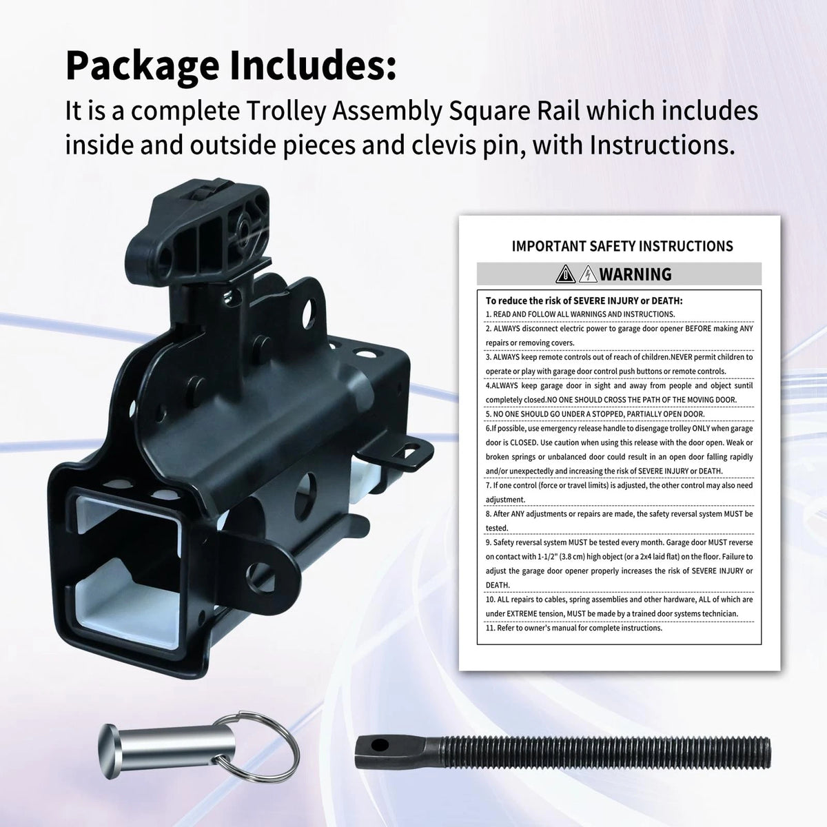 Vsttar 41C5141-1 & 41C5141-2 Garage Door Opener Trolley, Compatible Black