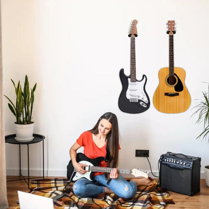Guitar Wall Mount 2 Pack, Auto Lock Black Walnut Wood, Wood