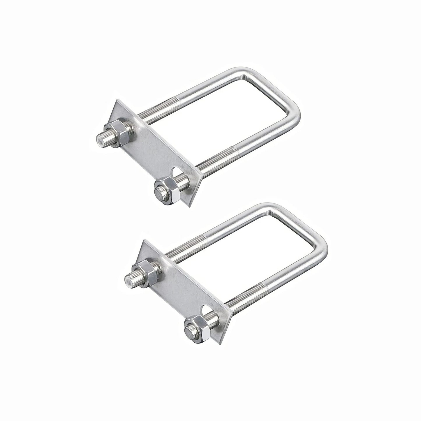 FOCMKEAS 2 Sets 304 Stainless Steel Square U-Bolts 50×80mm (W*L), Silver