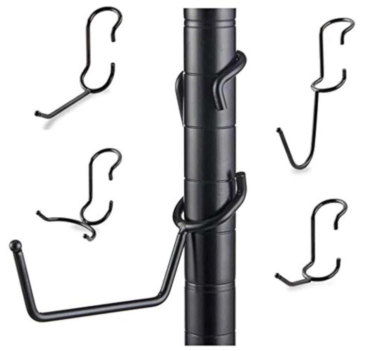 Shelf Pole Hooks | 5-Pack Black 1" Variety Pack | Pack,