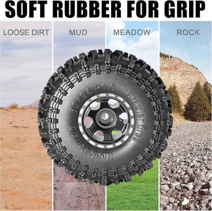 1.0 Beadlock Wheel Soft Tire Set RC Upgrade Part for Traxxas 1/18 TRX4M Black