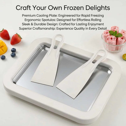 Rolled Ice Cream Maker Kit, Stainless Steel No-Electricity normal, WHITE