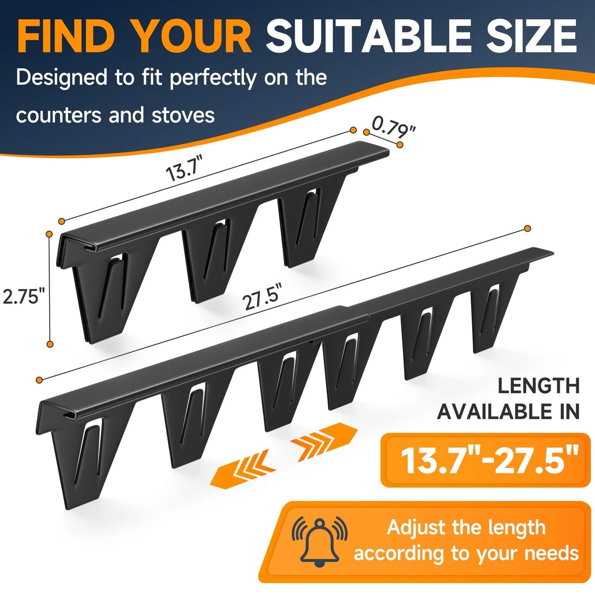 Stove Gap Covers Stainless Steel, Filler Between Stoves and Black