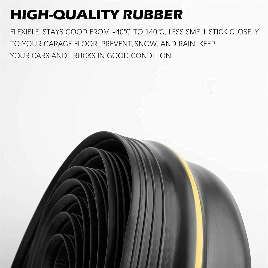 Papillon Garage Door Bottom Seal Strip, Weatherproof EPDM 20 Feet, Black