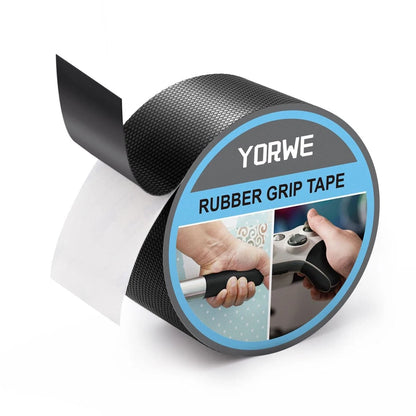 Yorwe Rubber Grip Tape, Ultra-Thin Strong Adhesive 2In x 10Ft, Black