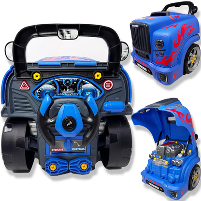 Playful Minds Interactive Large Truck Engine Toy for Kids – Large, Blue