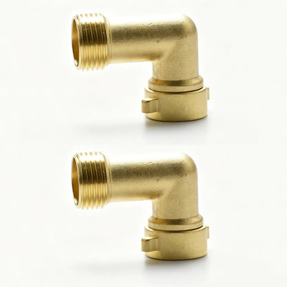 Brass 2pcs 90° Garden Hose Elbow Connector 3/4" Washers Outdoor RV Faucet Camper