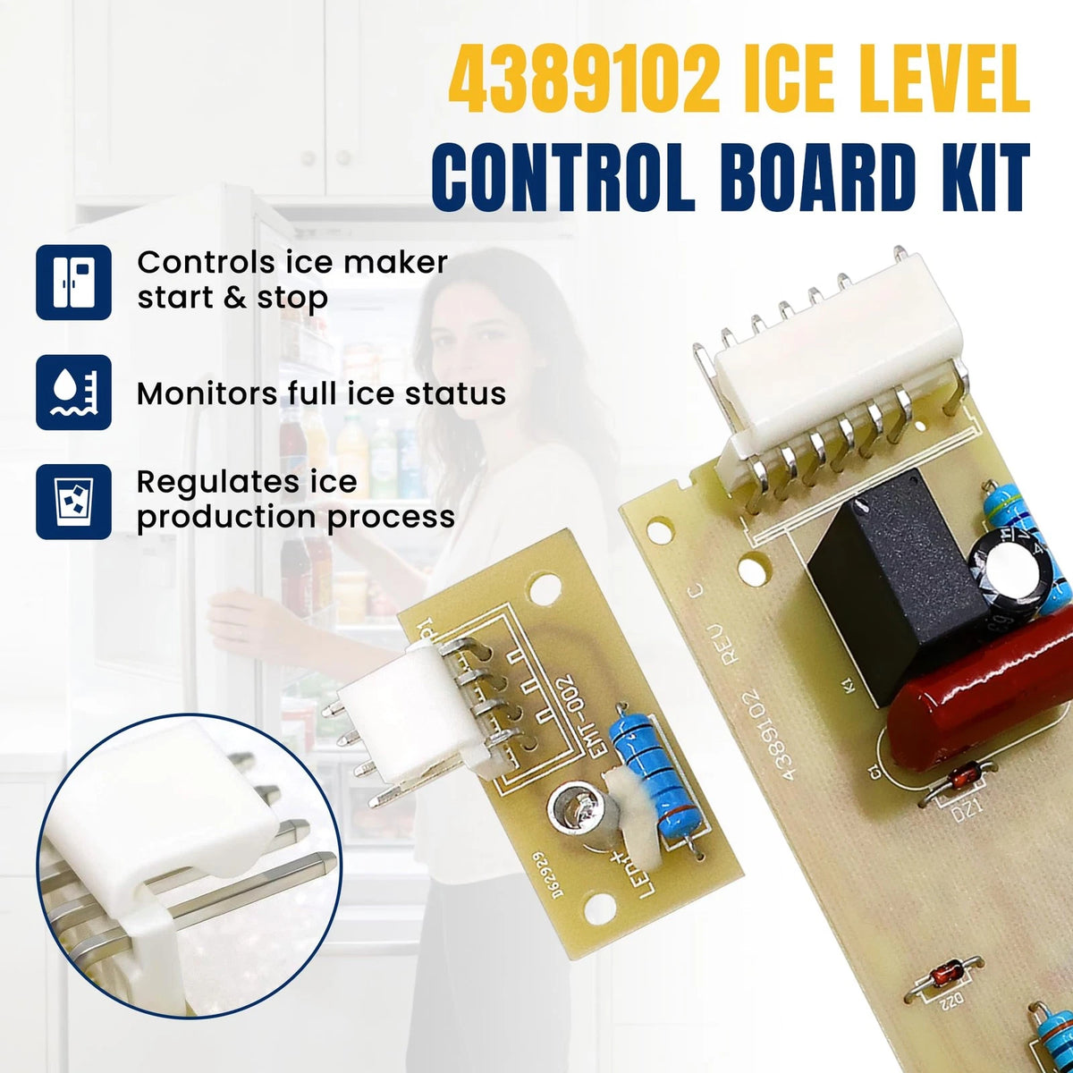 4389102 W10757851 Refrigerator Ice Maker Emitter Sensor Control Board Kit