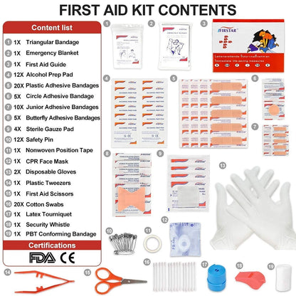 Tenquan 100-Piece First Aid Kit - Compact Portable 100 Piece Set, Red