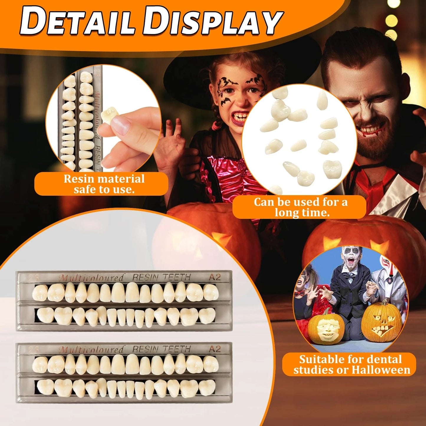 56 Pieces False Teeth, 2 Sets Whole Teeth Synthetic Polymer Denture Teeth,...