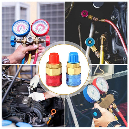 1 Pair A/C R134A Quick Coupler Adapter Car High & Low Side HVAC SAE Male Flare