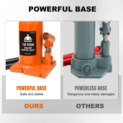 Jack Boss Bottle 10 Ton (20,000 LBs) Hydraulic Car Jack, 10 TON, Orange