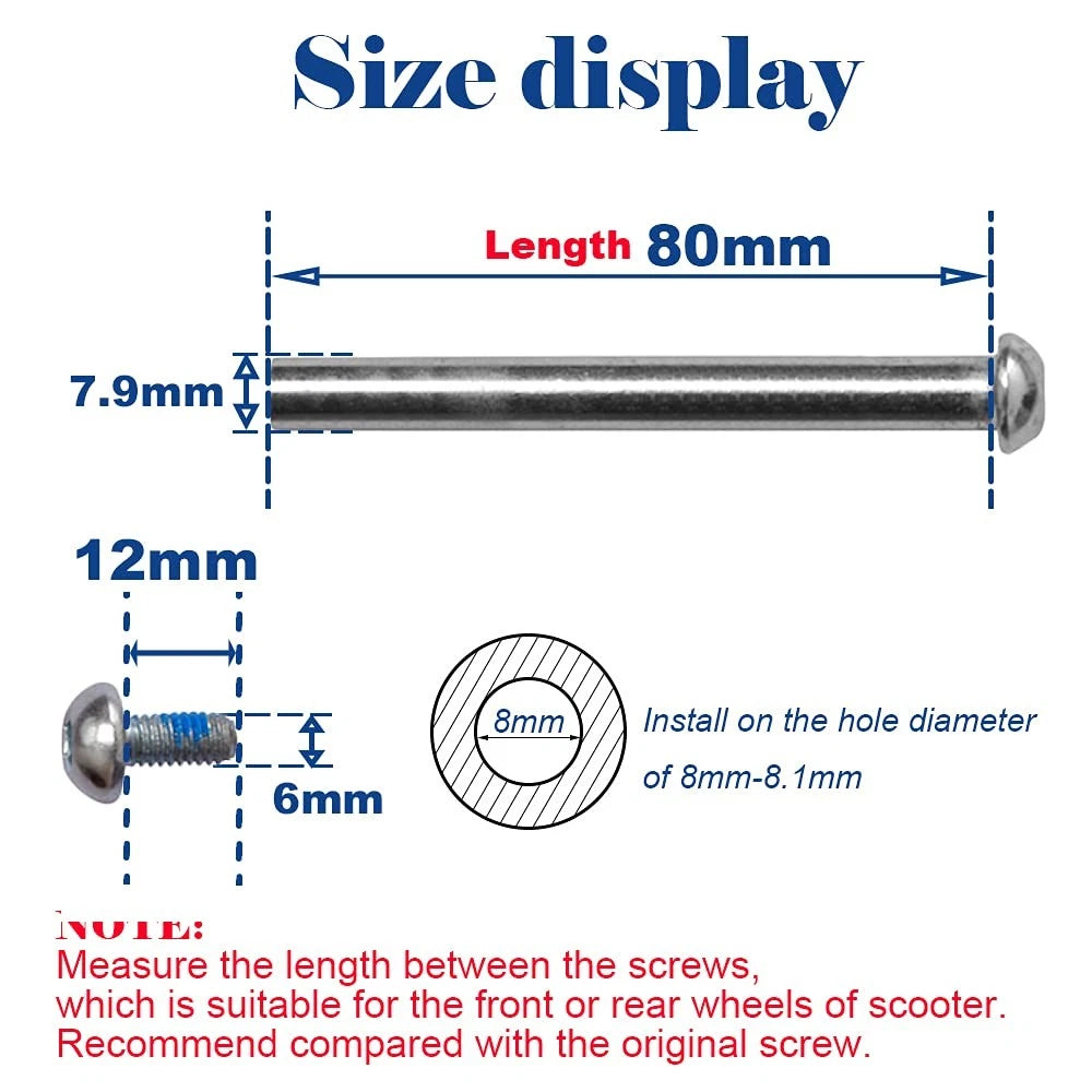 M8 Screws for 2-3-4-Wheel Kid Scoote Replacement Micro Mini 47mm, ice