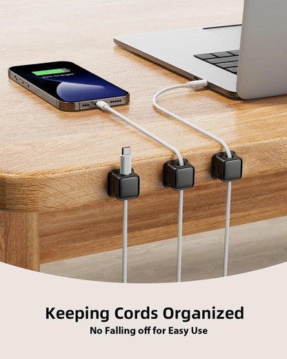 8 Pack Cord Organizer Holder,Costop Strong Adhesive Desk Cable 8Pack, Black