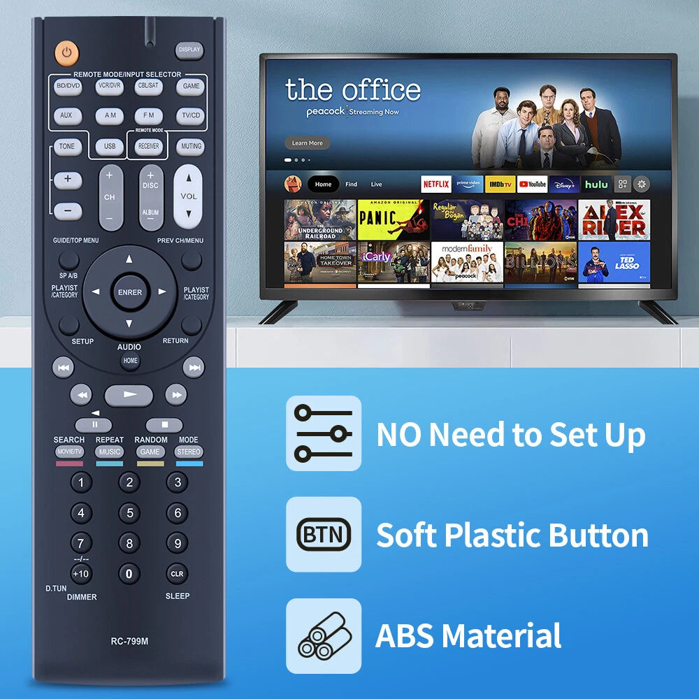 RC-799M Remote Control For Onkyo AV Receiver HT-R391 HTR558 HT-R590 HT-RC330