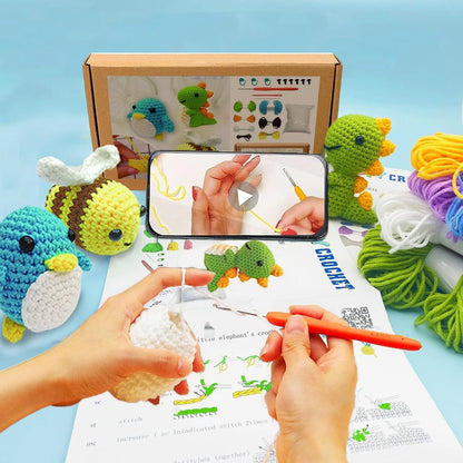 Kaaper Crochet Kit for Beginners Adults, Learn to Small, Green Dinosaur