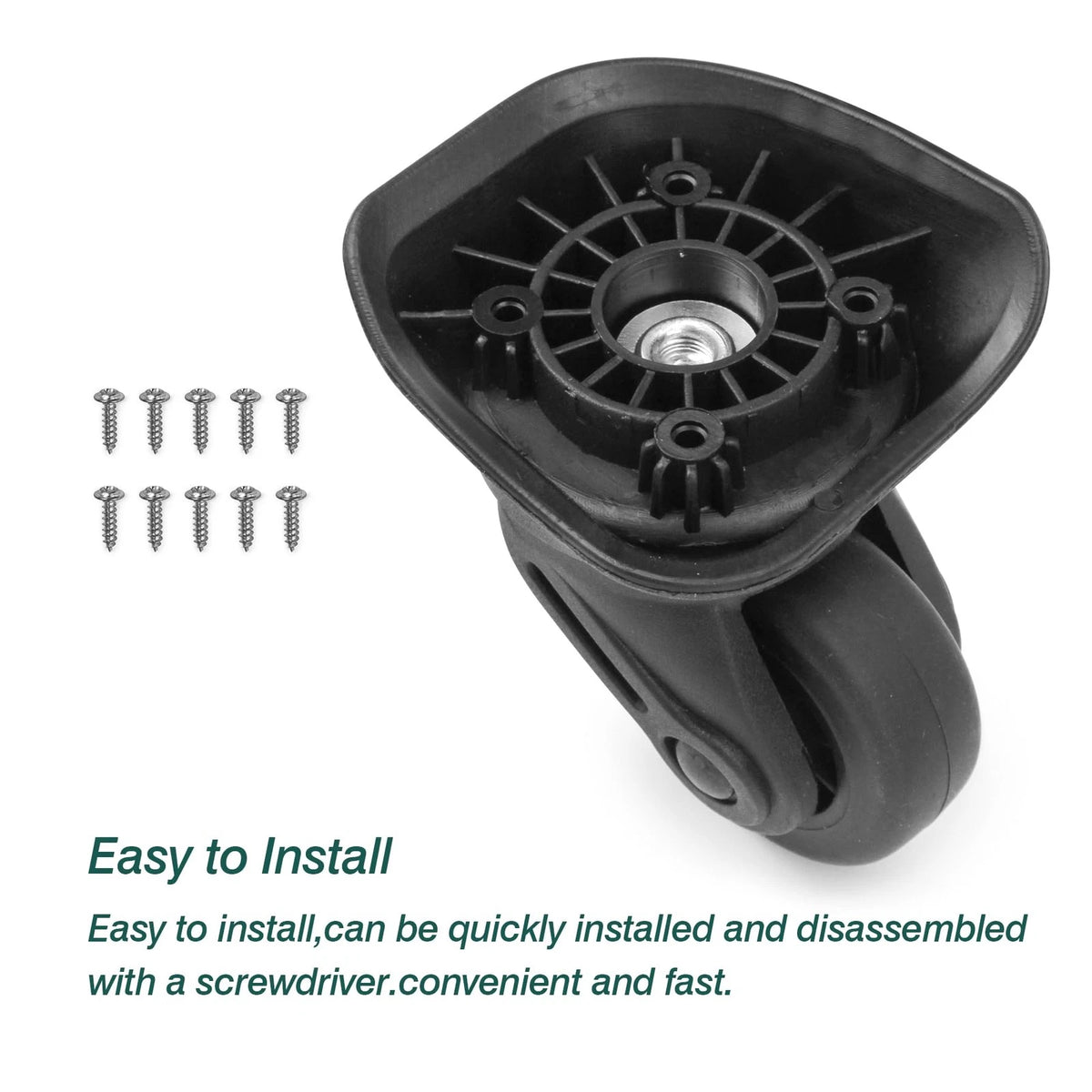 Ech.Apr 2Pcs Luggage Wheels Replacement, Rubber Swivel 2pcs, Black