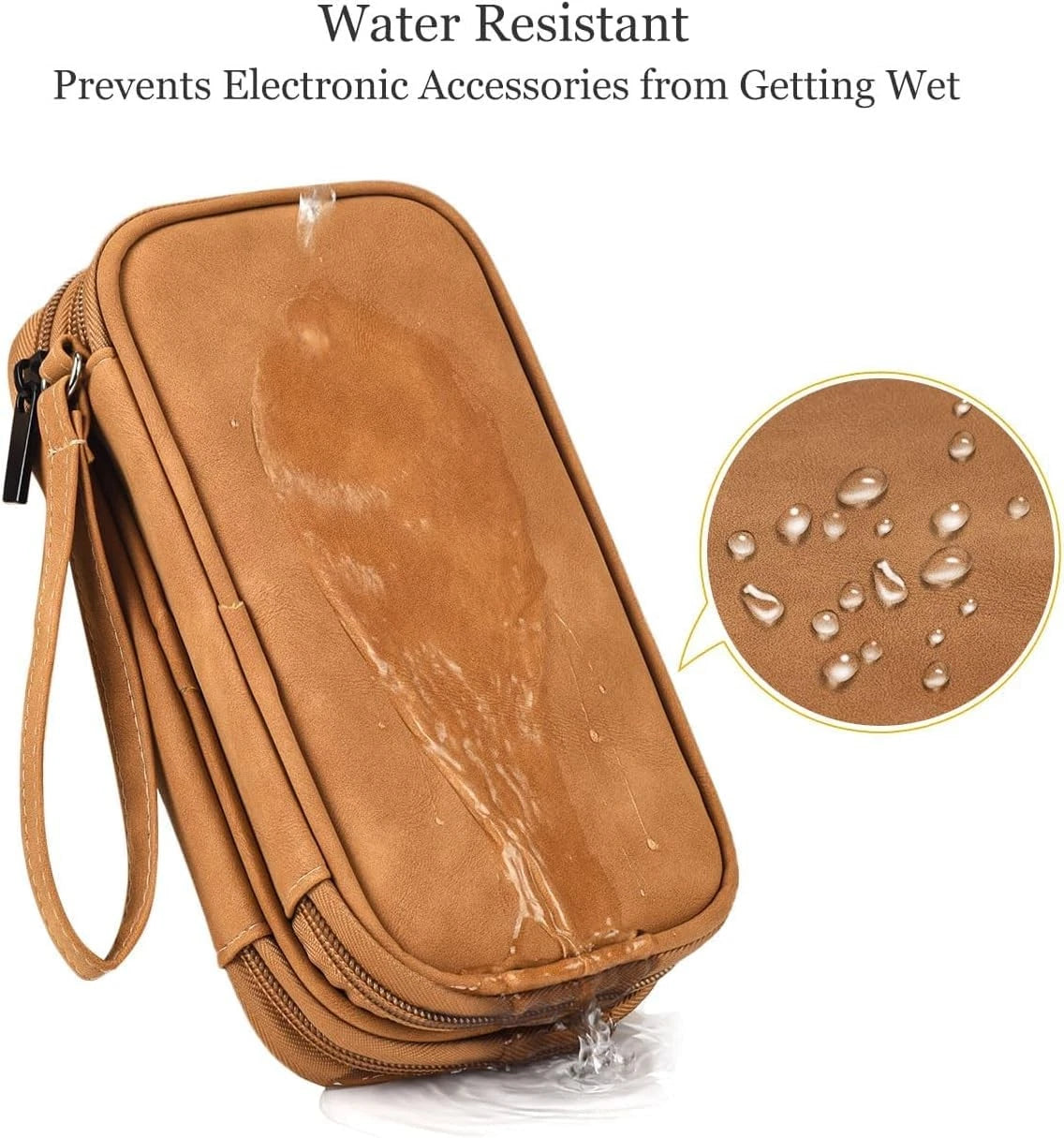 Electronic Organizer Travel Cable Accessories Case, L, Double Layer - Brown