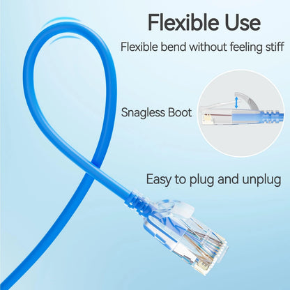 Mnlnbuao Cat6 Slim Patch Cables 0.5 Feet 10-Pack Blue, Cat6a 0.5FT, Blue