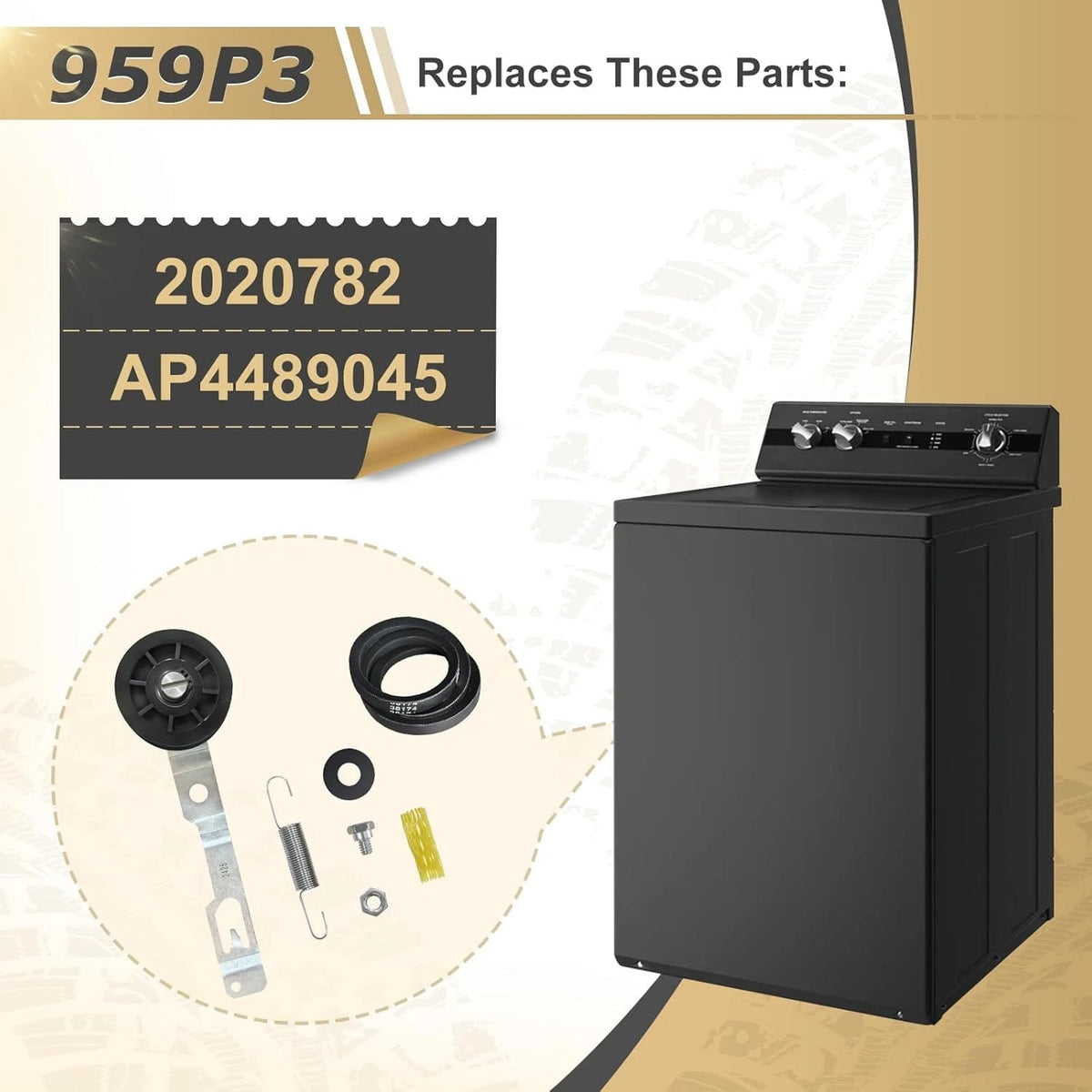 959P3 Washer Idler Pulley& Lever& 38174 Belt Kit Compatible with Alliance...