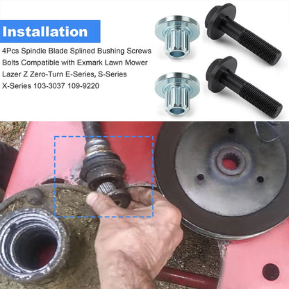 Splined Bushings Screws Kit For Exmark Lazer Z Series 103-3037 109-9220