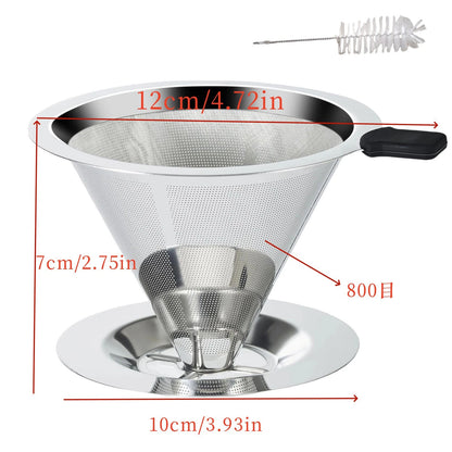 304 Stainless Steel Coffee Dripper Double Layer Filter Screen Retains Oil Fat