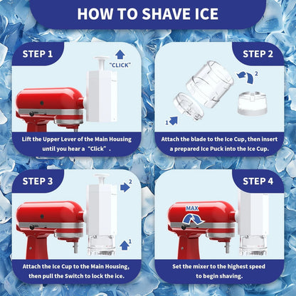 Shave Ice Attachment for Kitchenaid Stand with 8 Molds, White