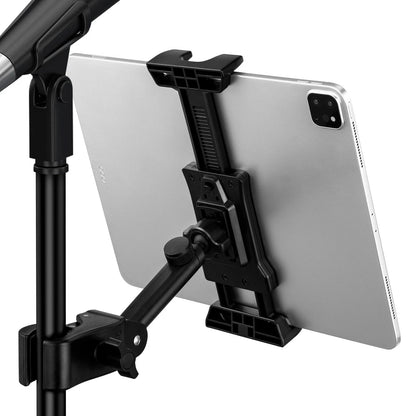 LZSIG Tablet Holder for Mic Stand, Adjustable iPad iPhone Mount X, Black
