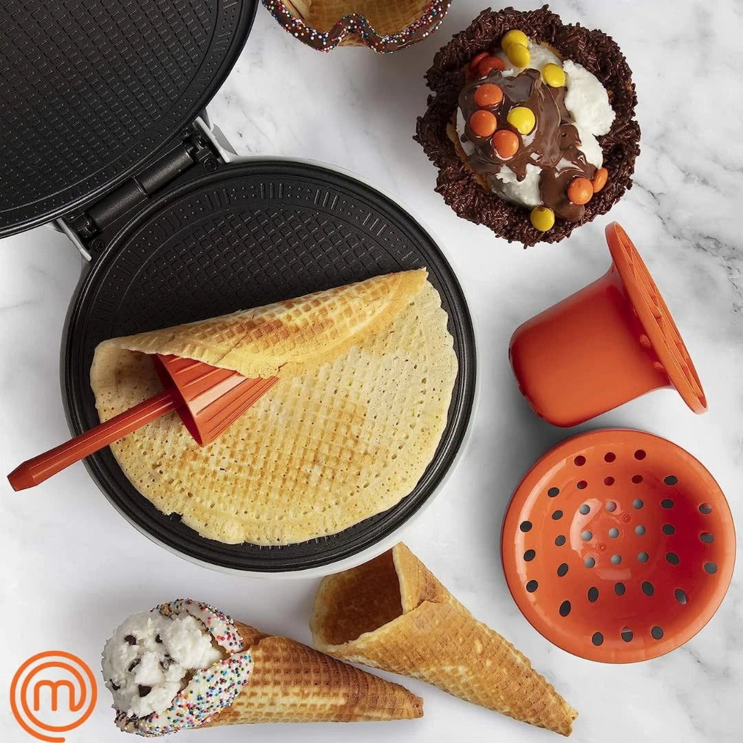 MasterChef Waffle Cone and Bowl Maker- Includes Shaper Roller White Or Black
