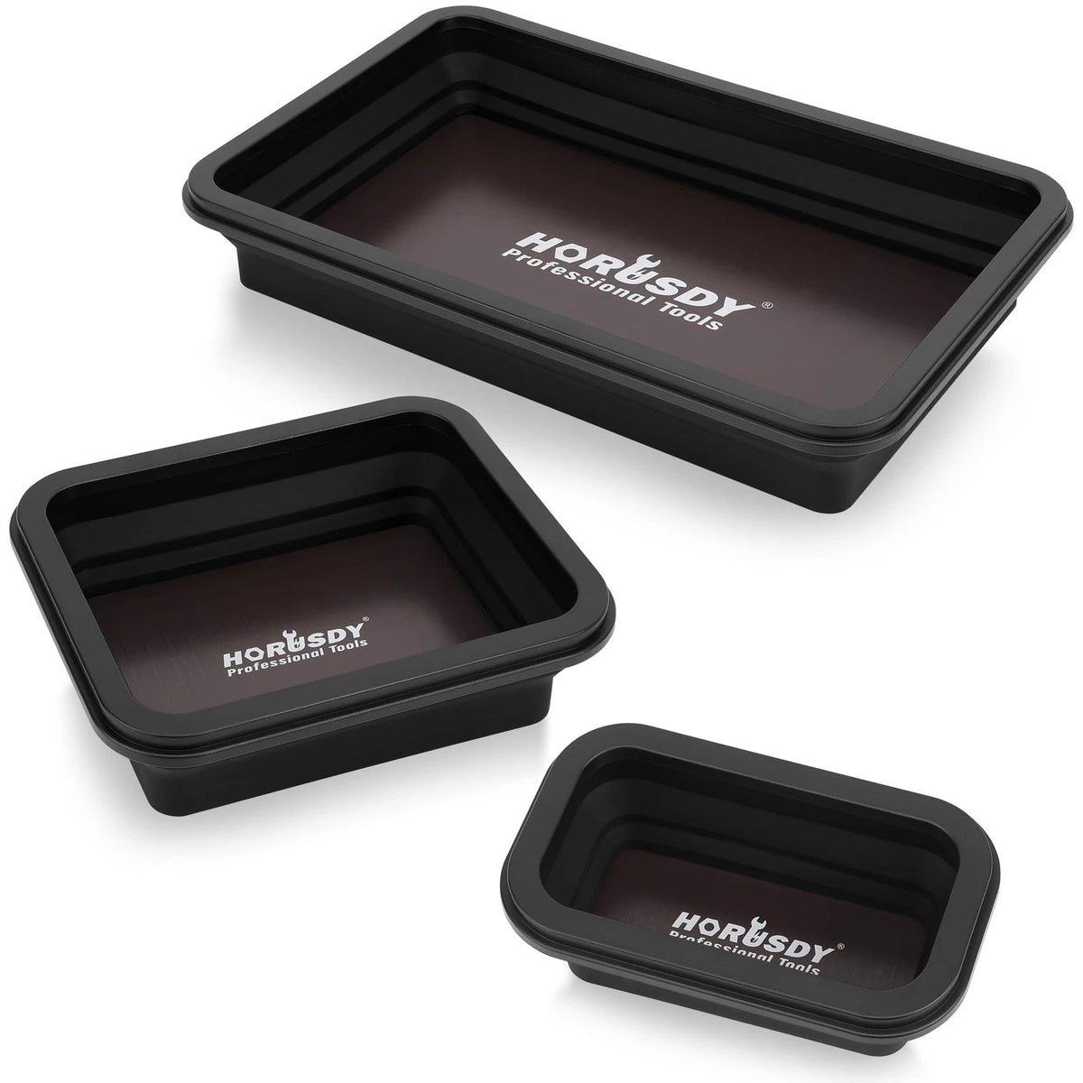HORUSDY 3-Piece Magnetic Parts Tray Set, Black