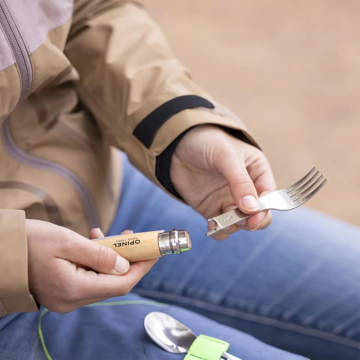 Opinel Picnic+ Cutlery Insert Set for No. 8 Folding Pocket Knives, Fork Brown