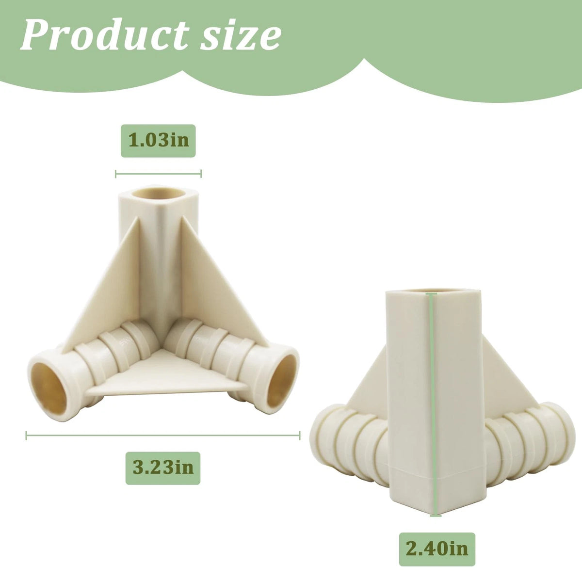 Rsoise 3-Way 16mm 5/8'' PVC Pipe connectors for Outdoor Grow Tent and Cream