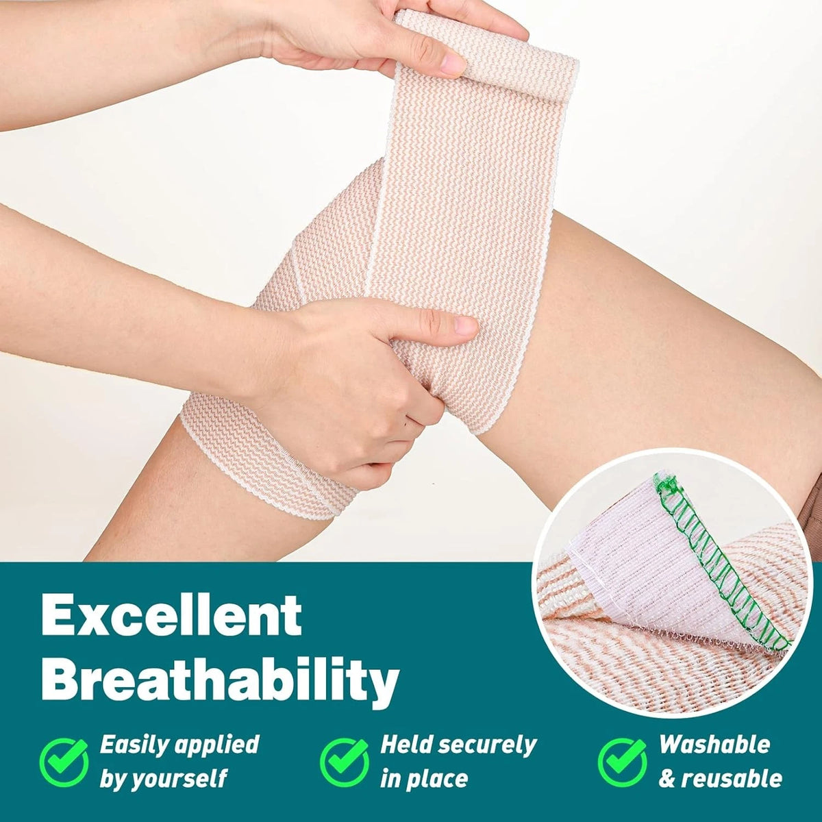 AZEN Premium 6 Pack Elastic Bandage Wrap 4 Inch, Compression 4 A-6p