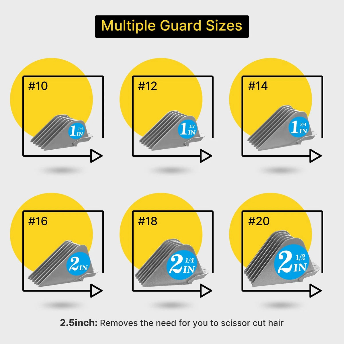 Clipper Guards for Wahl 10 12 14 16 18 20 Hair 6pcs Extra Gray