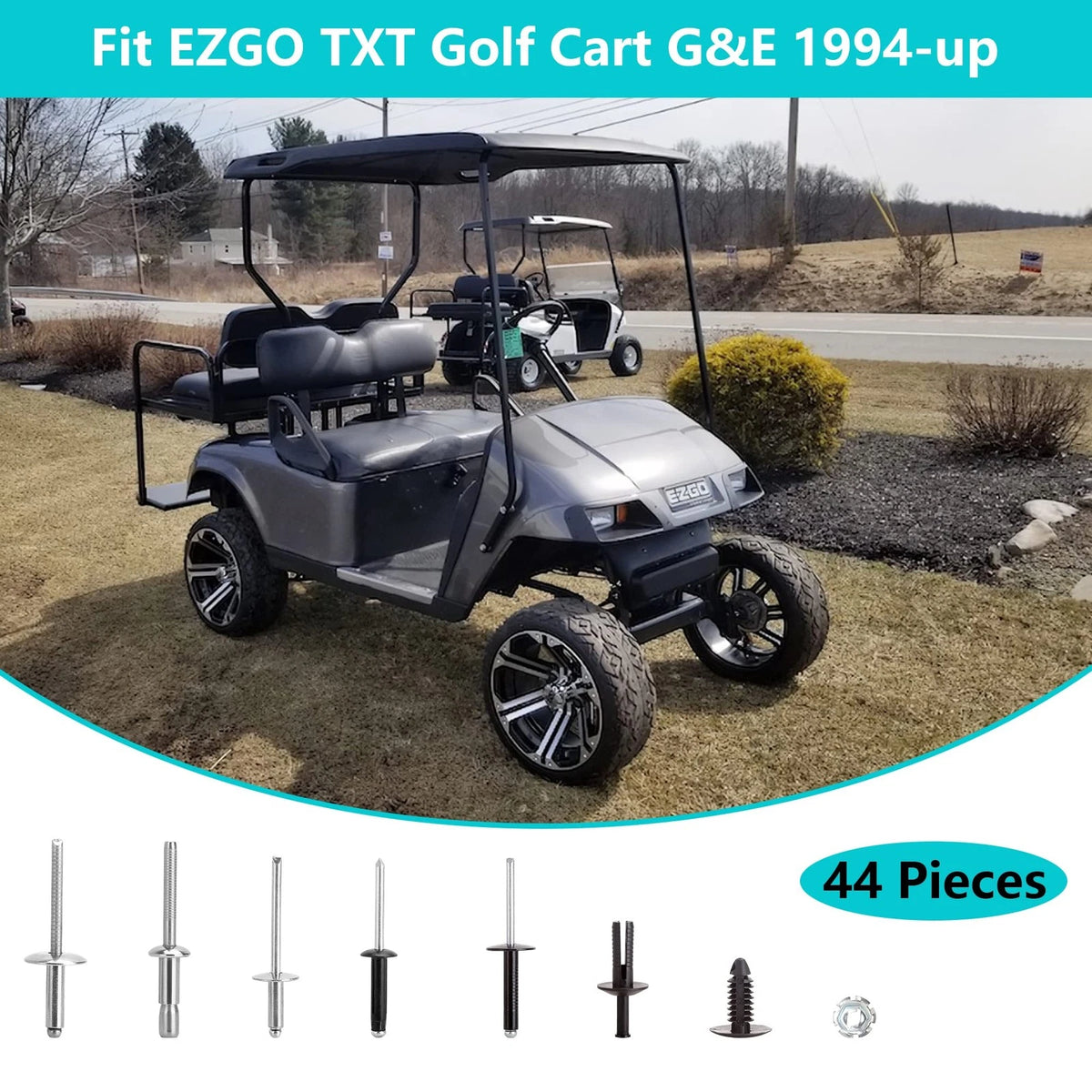 10L0L Golf Cart Complete Body Metal Rivet Hardware Kit for 1994+ EZGO TXT...
