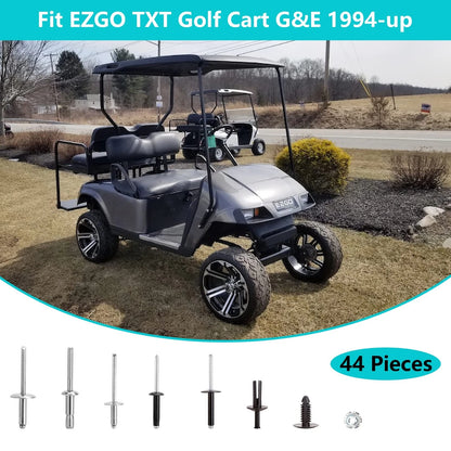 10L0L Golf Cart Complete Body Metal Rivet Hardware Kit for 1994+ EZGO TXT...