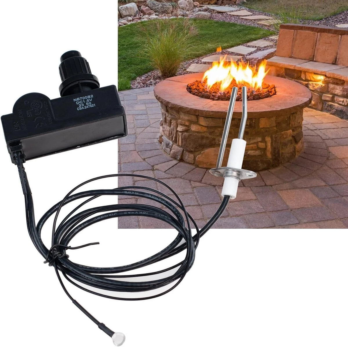 Gas Fireplace Fire Pit Flame Failure Safety Control Valve Kit and Assembly...