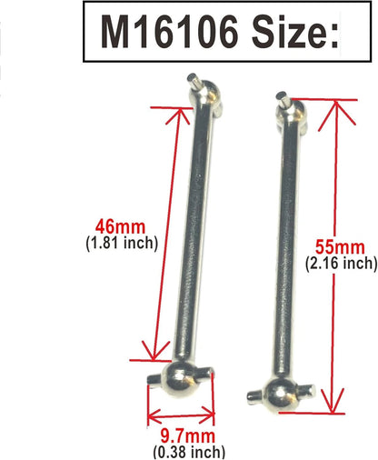 ZDdingTech M16106 Metal Rear Dogbones Drive Shaft Parts for 1:16 HBX 16889...