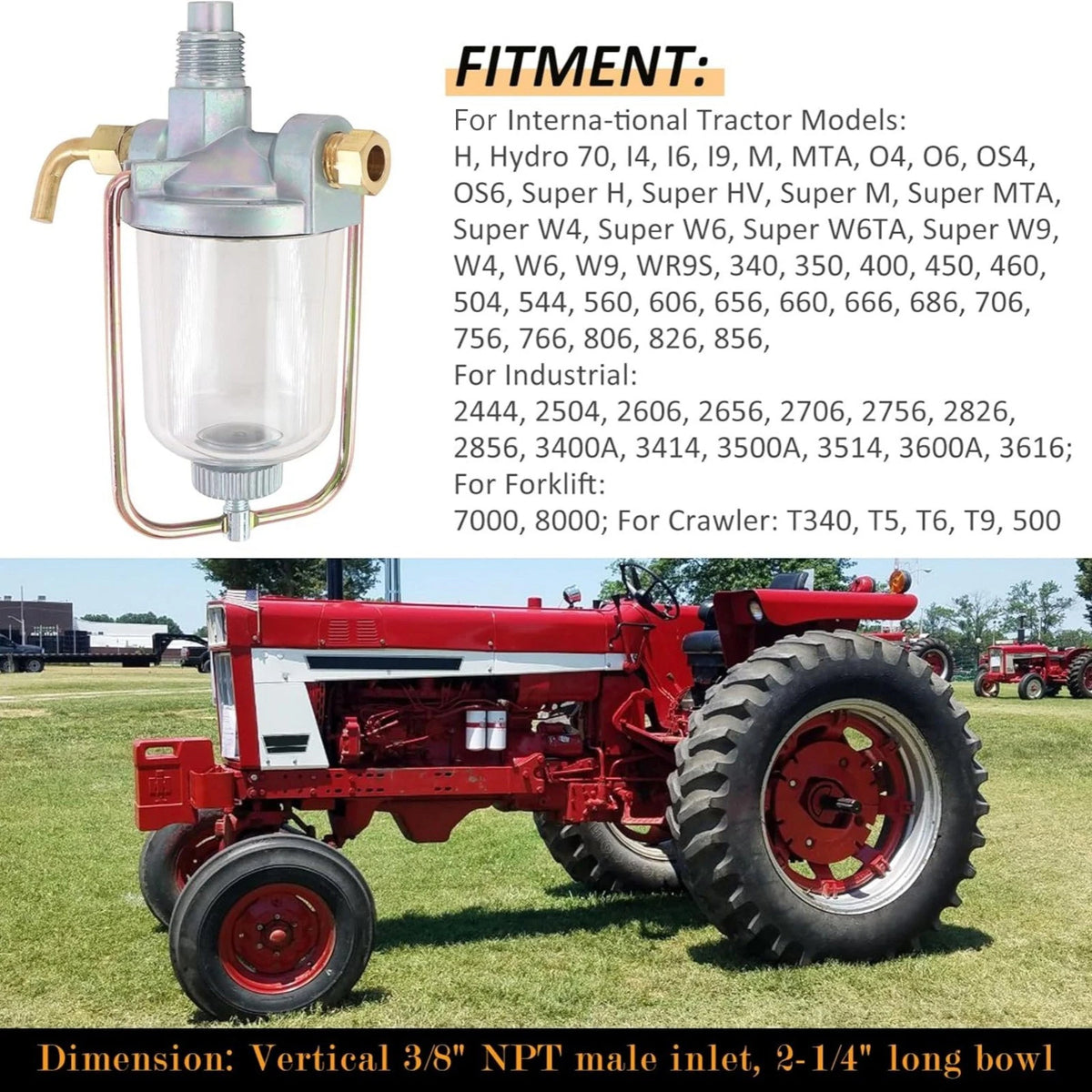 Fuel Strainer Sediment Bowl   For IH 3400A 3500A 3600A Industrial Models