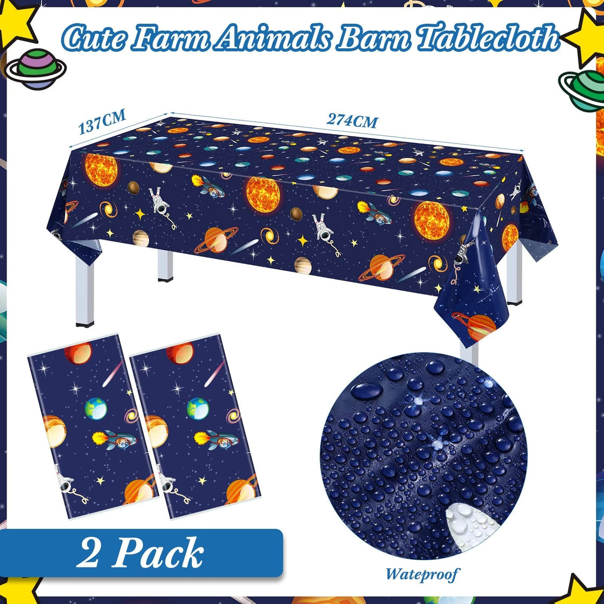 Outer Space Birthday Party Supplies Serve 24 Tableware Set, Blue