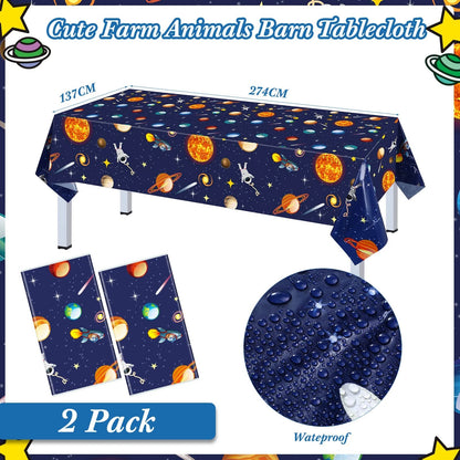 Outer Space Birthday Party Supplies Serve 24 Tableware Set, Blue