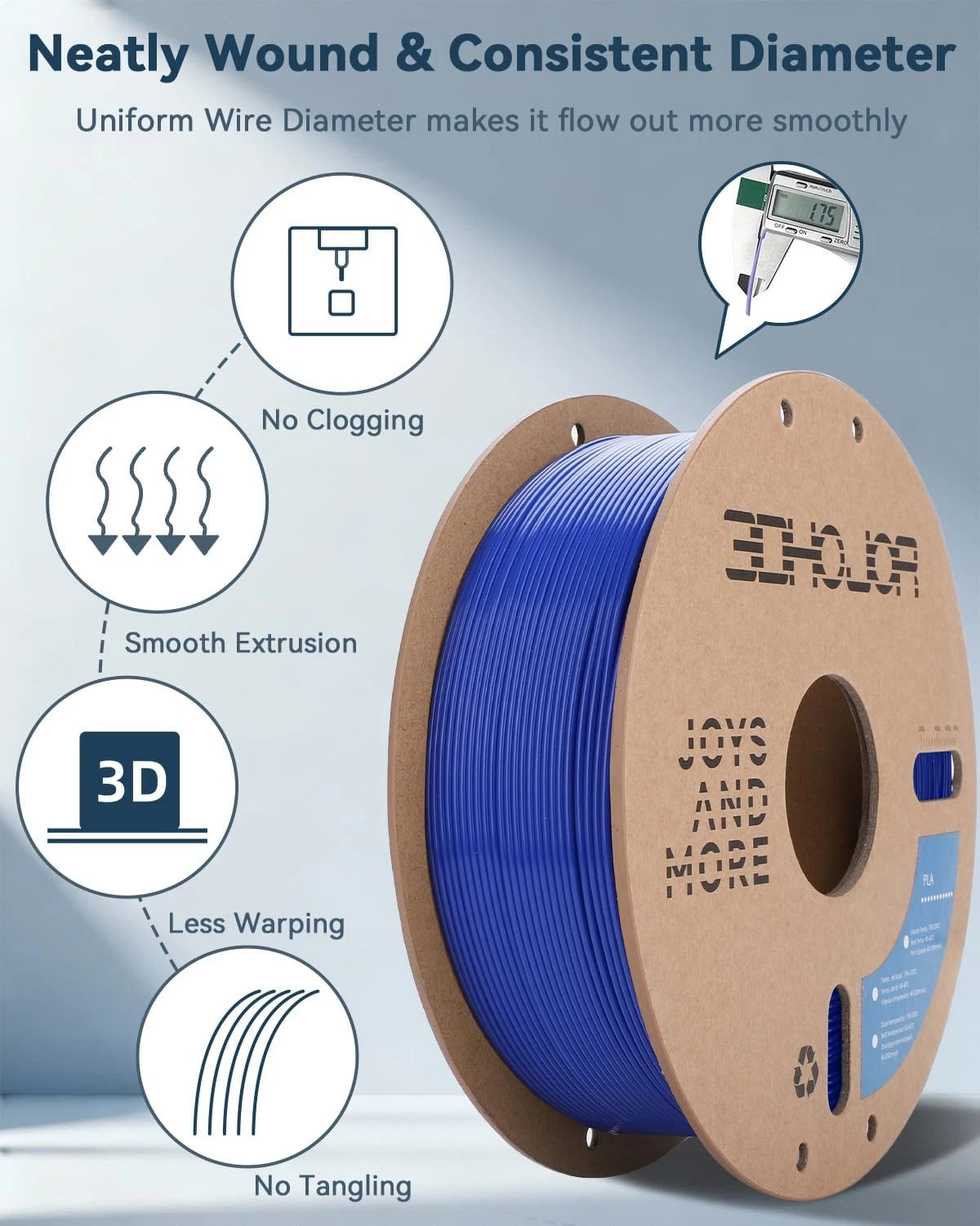 3DHoJor PLA Filament 1.75mm,3D Printer Filament,1kg 1.75 millimeters, Blue