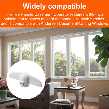 VIDABTE T Handle Crank for Andersen Casement Windows, 3/8 in White