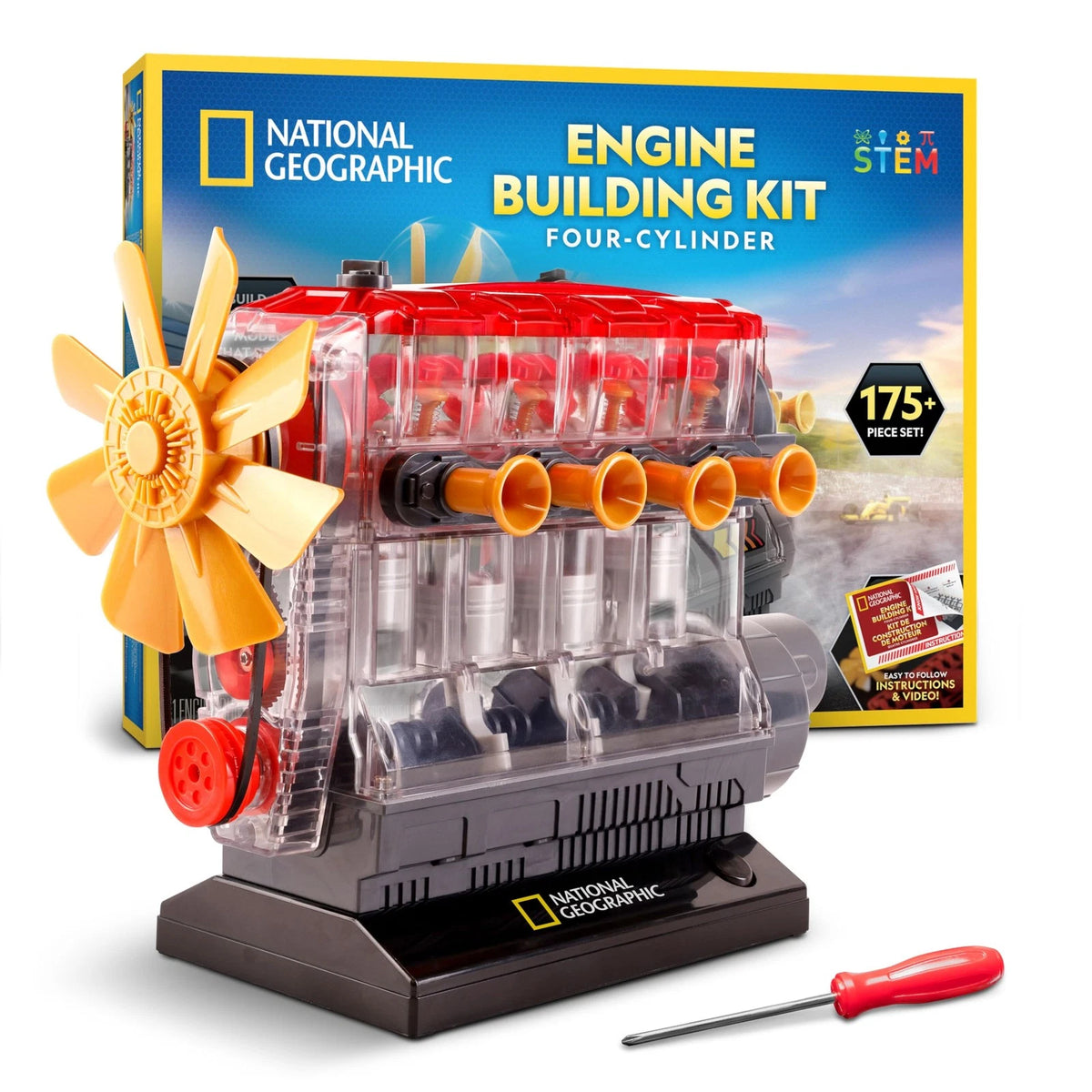National Geographic 4-Cylinder Engine Building Kit – One Size, Multicolor
