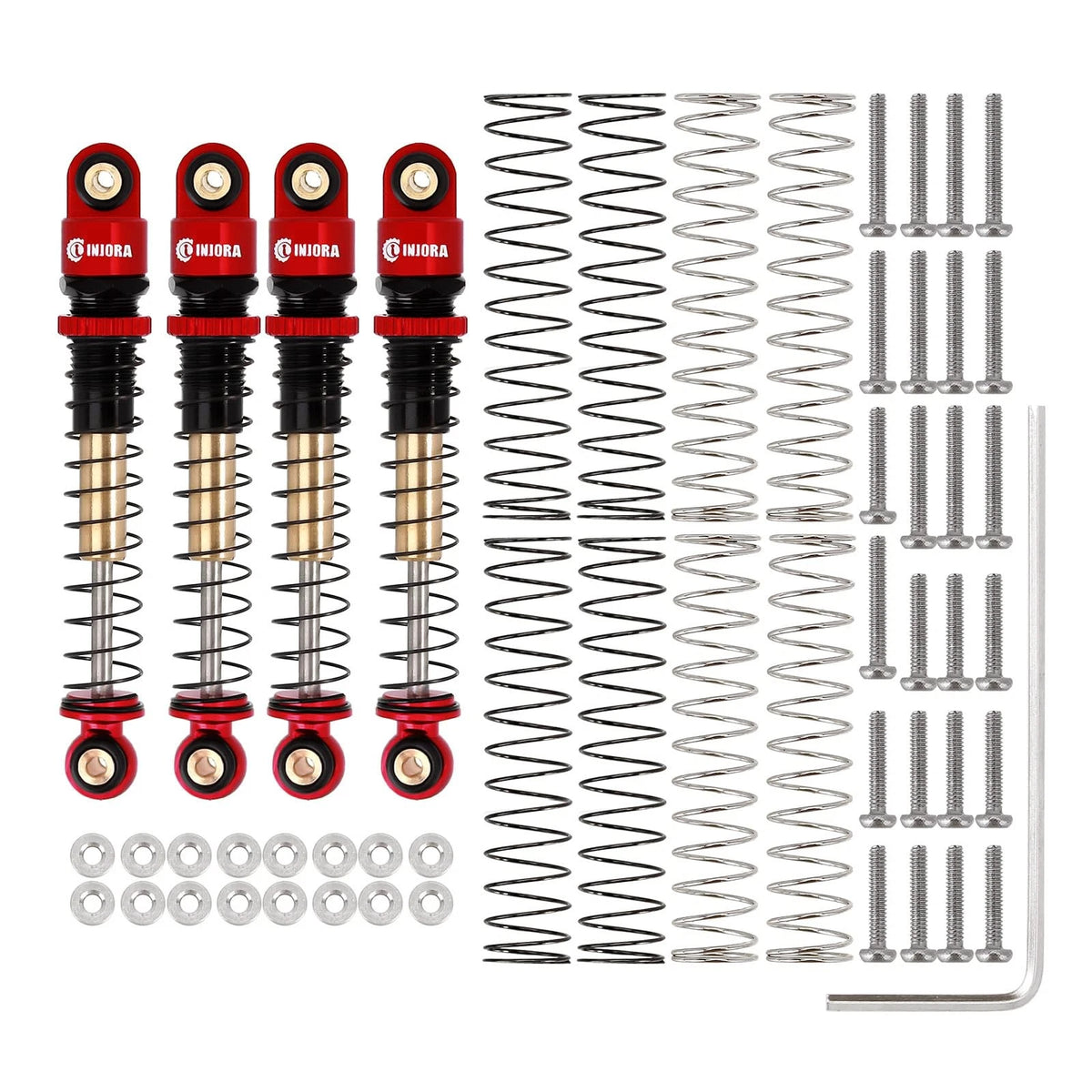 INJORA 43mm Aluminum Shocks Threaded Tele Shock Absorber Damper for 1/24 Red