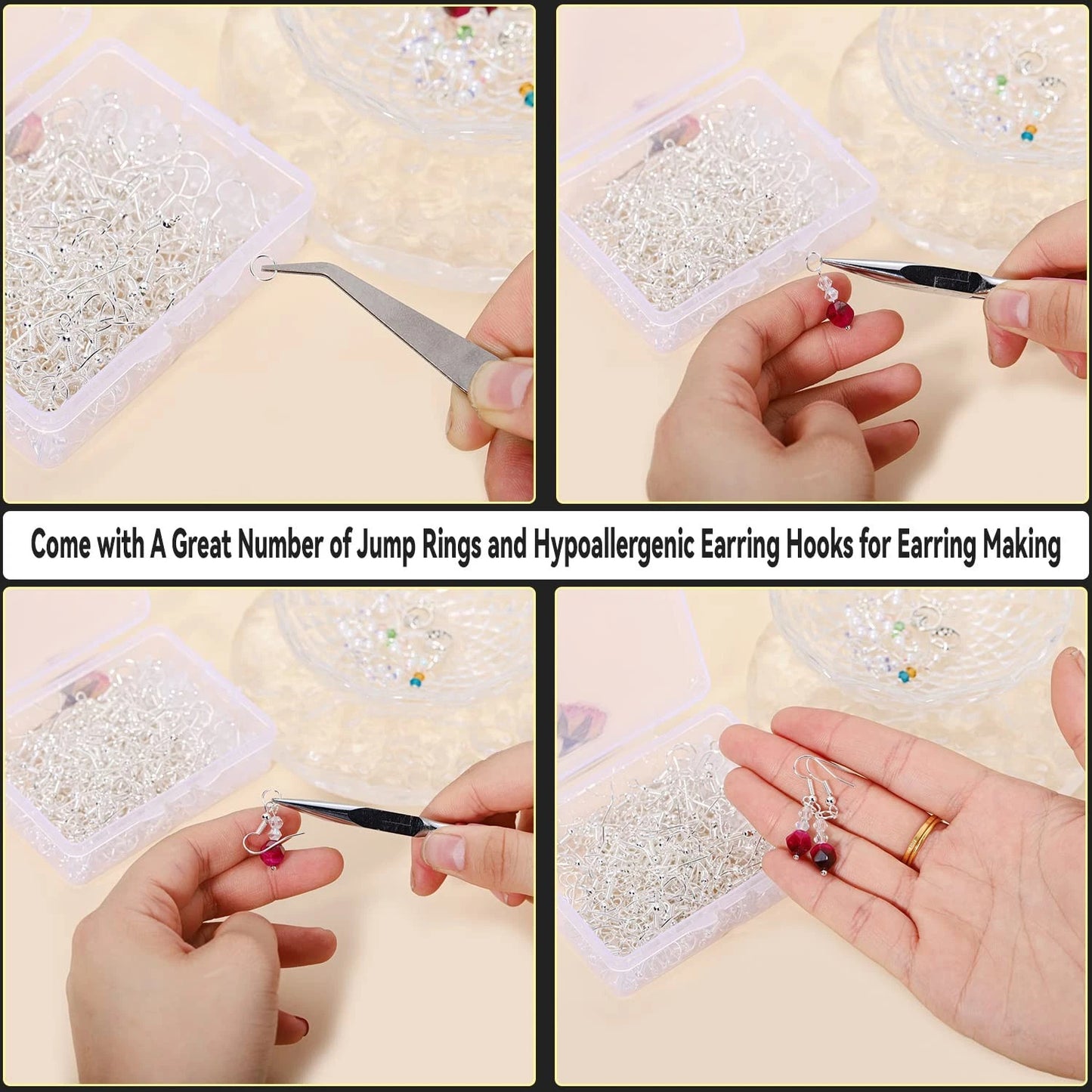 600Pcs Hypoallergenic Earring Hooks, Silver Making Kit,