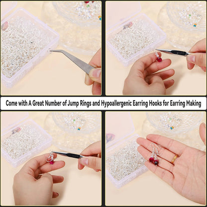 600Pcs Hypoallergenic Earring Hooks, Silver Making Kit,