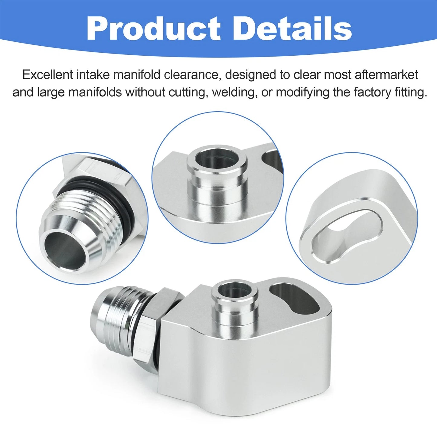 1JZ 2JZ Power Steering Pump Suction Swivel Fitting 10AN Silver