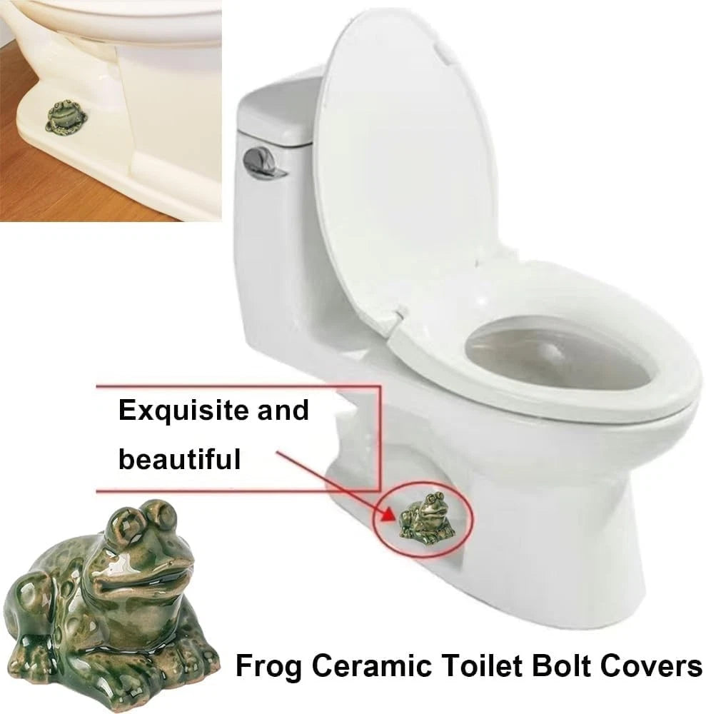 FKOG Ceramic Frog Toilet Floor Bolt Caps, Cute Covers,