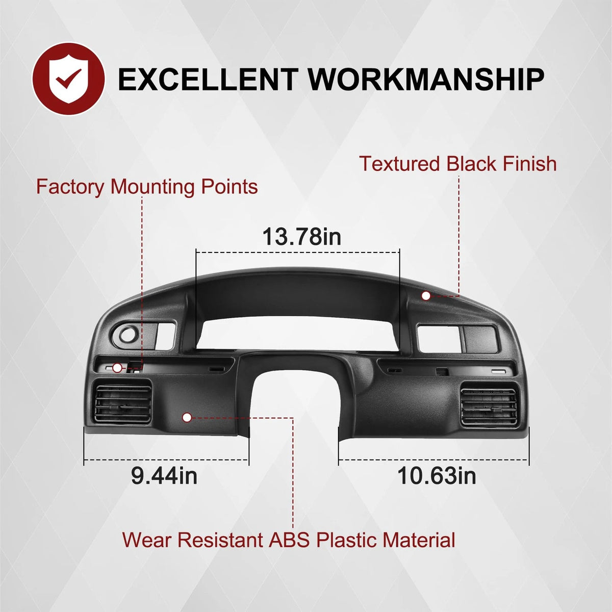 Dashboard Instrument Cluster Panel Bezel Black Replacement For Ford